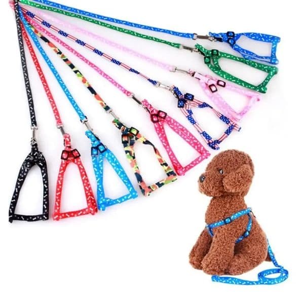 Dog Harness Leashes Nylon Printed Adjustable Pet Collar Puppy Cat Animals Accessories Necklace Rope