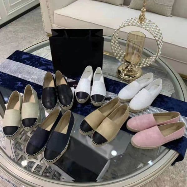 Canvas Shoes Loafers Espadrilles 100% leather woman shoes luxe cap toe Quilting Pure hand sewing womans flats luxury Top Quilty