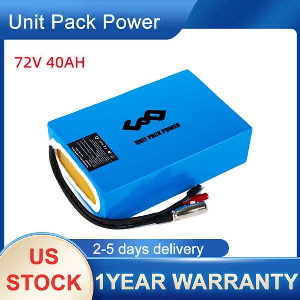 UPP 72V 40AH EScooter Battery 52V 60V 50AH 3600mah 60A BMS Lithium Battery Pack for 3000W 2000W Motorcycle/Trike/Go-Kart/Vehicle
