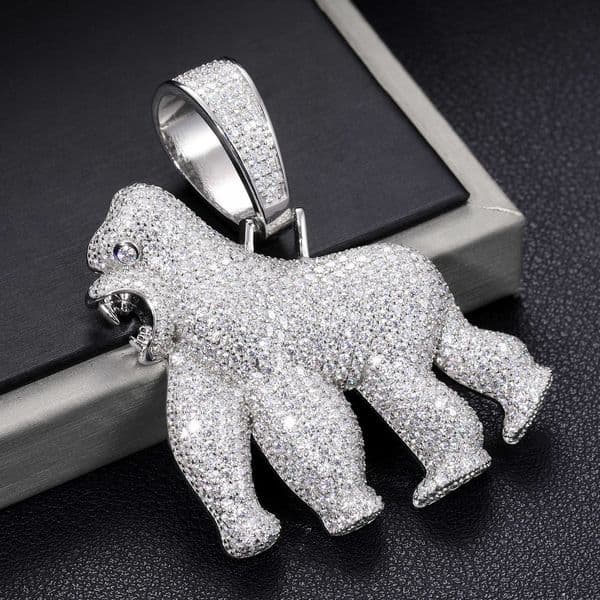 necklace moissanite chain Full VVS Iced Out Gorilla Pendant Bling 925 Sterling Silver Pass Diamond Test Luxury Hiphop Jewelry For Men