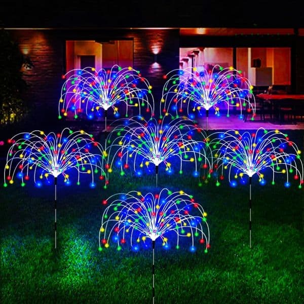 LED Solar Power Lights Firework Garden Decoration Fairy Lights Waterproof Outdoor Dandelion Lawn Lamp For Patio Path