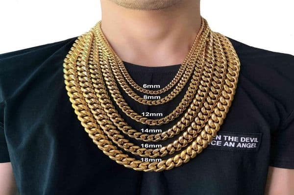 6mm 8mm10mm12mm 14mm 16mm 18mm Miami Cuba Gold Faucet Stainls Steel Chain Necklace282s