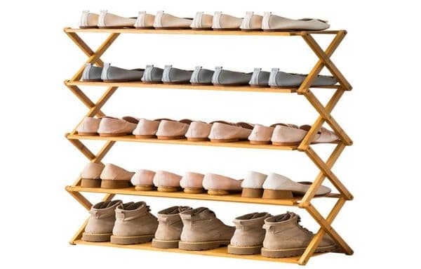 Multi Layer Folding Shoe Rack Installation Simple Household Economic Rack Dormitory Door Storage Racks Bamboo Shoes Cabinet W61514