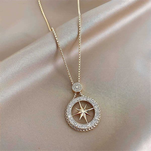 18k Gold Plated Eight-pointed Star Necklace Length Adjustable For Women Trendy Fashion Women Girls With Delicate Pendant Stackable Long Chains Jewelry Wholesale