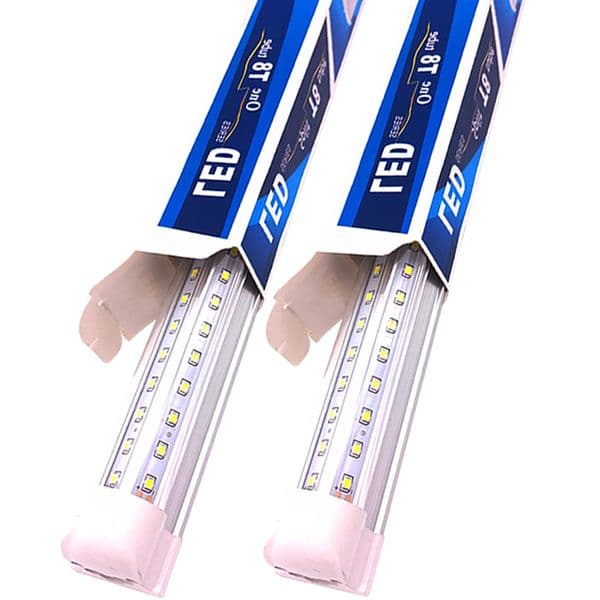 T8 8FT Led Shop Light Fixtures 72W 9000LM V Shaped Tube Lights Bulbs 8Foot Ceiling Clear Cover Replace Fluorescent Low Profile Linkable Integrated usalight