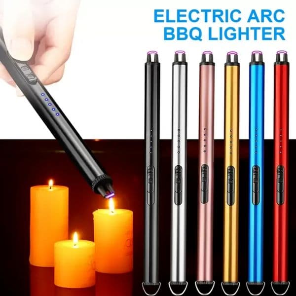 Kitchen Windproof Flameless Electric Arc BBQ Candle Igniter Plasma Ignition For Outdoor Candles Gas Stove USB Rechargeable Lighter With Safe Button G0531