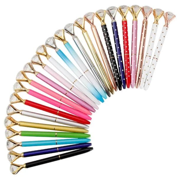 wholesale wholesale Crystal Glass Kawaii Ballpoint Pen Big Gem Ball Pens With Large Diamond Fashion School Office Supplies