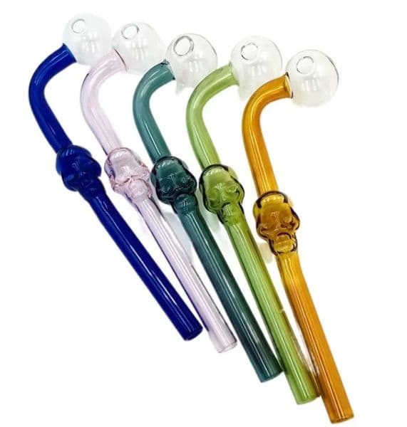 Skull Oil Burner Pipe Colorful Glass Smoking Pipes Color Randomly Send