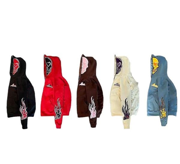 Mens Hoodies Sweatshirts Vintage Skull Print Streetwear Zipper Hoodie Womens Harajuku Style Sweatshirt Oversized Hooded Jacket Gothic Loose 231212