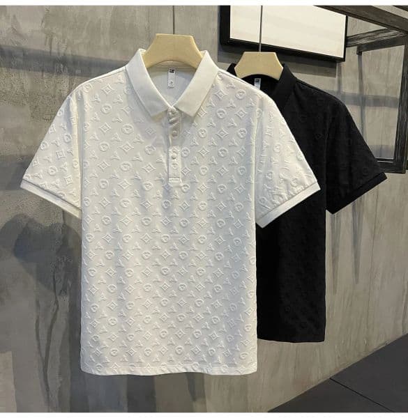 Designer fashion top business clothing embroidered collar details short sleeve polo shirt men's Tee M-4XL