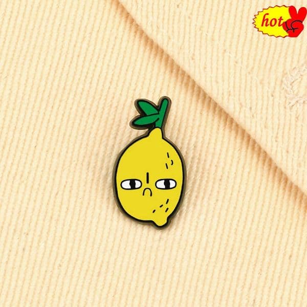 New Cartoon Angry Lemon Enamel Pin High Quality Plant Brooch Women Men Lapel Pin Badges Accessories Jewelry Gift for Friend
