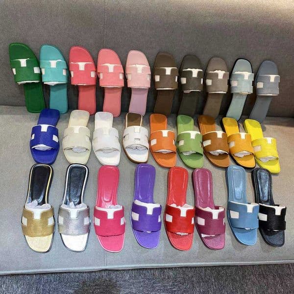 Designer Slippers Women Sandals Flat Slippers Leather Slides Ladies Party Sandals Lazy Slide Summer Beach Flip Flops Size 35-42