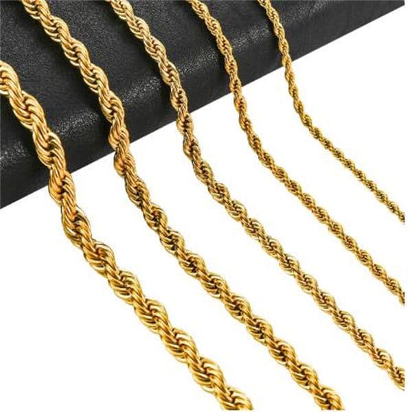 Rope Chain Necklace Stainless Steel Men Women Never Fade Choker Jewelry Accessories Gold Color Plated Chains Gift