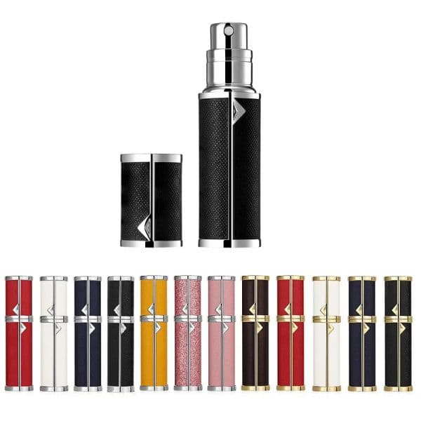 wholesale 5ml atomizer spray essential oil perfume bottle wholesale with Luxury Leather Case Glass Inner Portable Refillable Cosmetic 12 LL