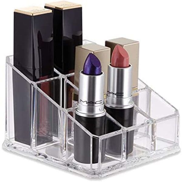 9 Grids Lipstick Display Stand Transparent Lipstick Lip Glaze Nail Polish Storage Box Desktop Dresser Makeup Storage Organizer Z0090