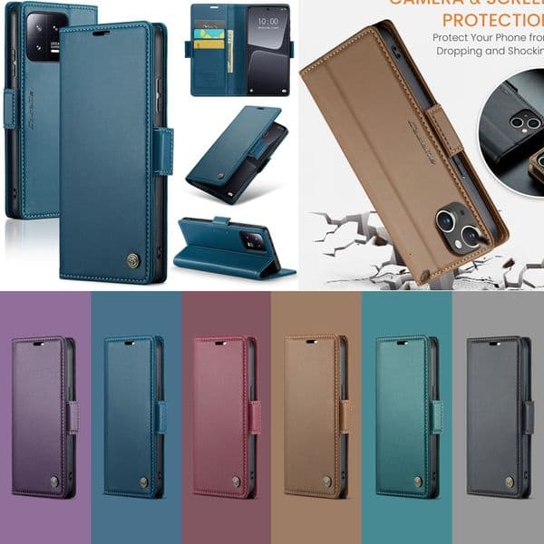 Caseme PU Plain Leather Wallet Cases For Iphone 17 Air 16E 16 15 14 Pro Max 13 12 11 XR XS MAX X 8 7 Plus Iphone17 Credit Card Slot Pocket Flip Cover Holder