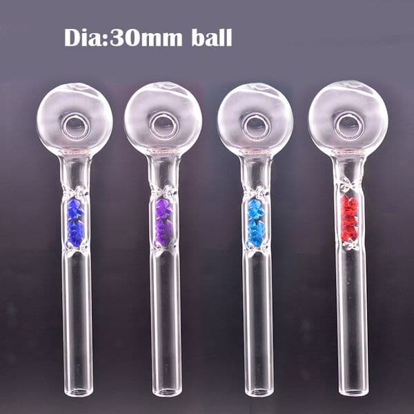 Handwork Mini Smoking Hand Pipes Thick Glass Pipe Thick Pyrex Glass Oil Burner Pipe with 30mm Ball and Diamond Design Wholesale Price