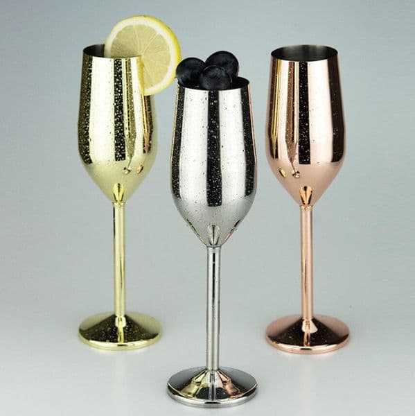 Shatterproof Stainless Champagne Glasses Brushed Gold Wedding Toasting Champagne Flutes Drink Cup Party Marriage Wine Cup