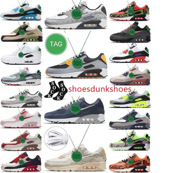 2025 Running Shoes Triple black white Rose Pink Hyper Turquoise Orange Camo Viotech Be True Laser Blue City Pack London men women 90s sports AIR90 trainer 90 sneaker
