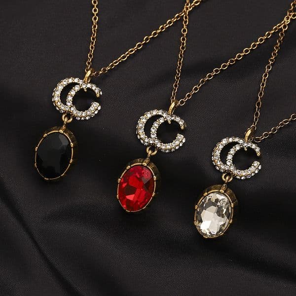 Plated Designer Gold Letter Necklace Chain Design Rhinestone Pendant Choker Brand Necklaces for Women High Quality Jewelry s