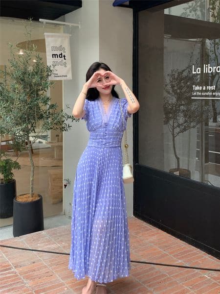 New S-elf Portrait lilac pilka dot chiffon dress