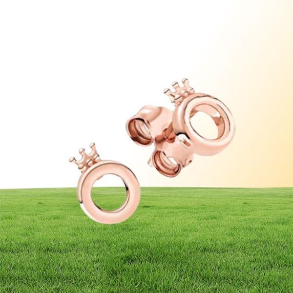 NEW 100% 925 Sterling Silver fit Earrings rose gold star love Ear Studs charm Beads Fit Original DIY Dangler Wholesale factory