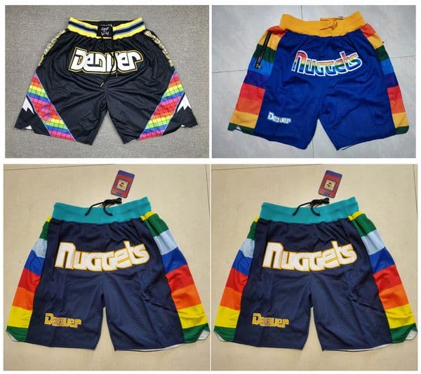 Nugget Basketball Short Denvers Hip Pop Running Pant With Pocket Zipper Stitched Red Black White Size S-XXL
