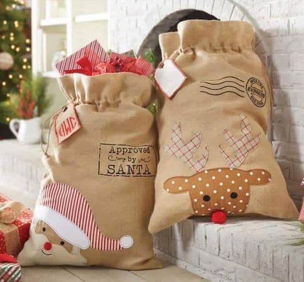 20 Buah/Lot Barang Baru Populer Natal Santa Karung Goni Santa Hadiah Tas Santa Karung untuk Natal