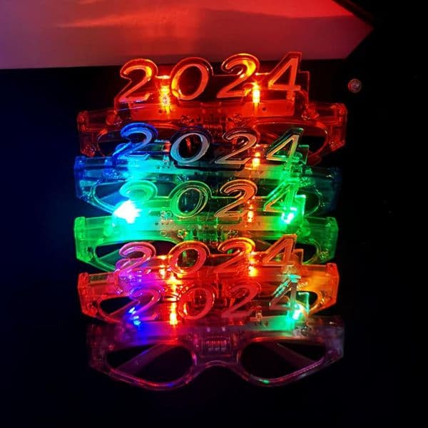 50pcs LED Toys LED Lighted 2024 Glasses Glowing Flashing Eyeglasses Rave Glow Shutter Shades Eyewear for New Year Kids Adults Sizes Christmas Yoy