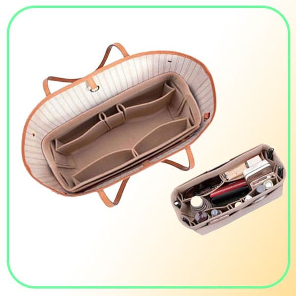 Womens Felt Cloth Cosmetic Bag Makeup Organizer Multifunctional handbag Insert Bag for Travel Storage Bag Organizer2751