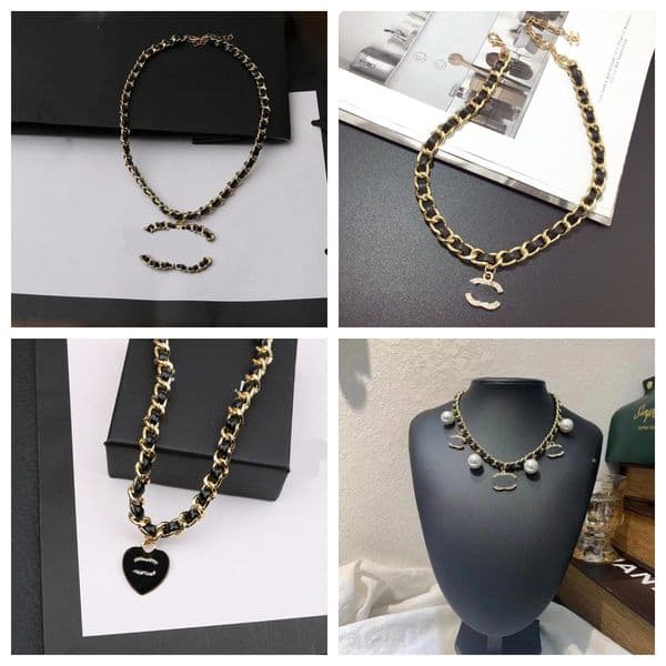 Fashion Brand Letter Retro Designer Gold Necklace Crystal Rhinestones Pendant Necklaces Wedding Christm Jewelry Gifts 20 Style s