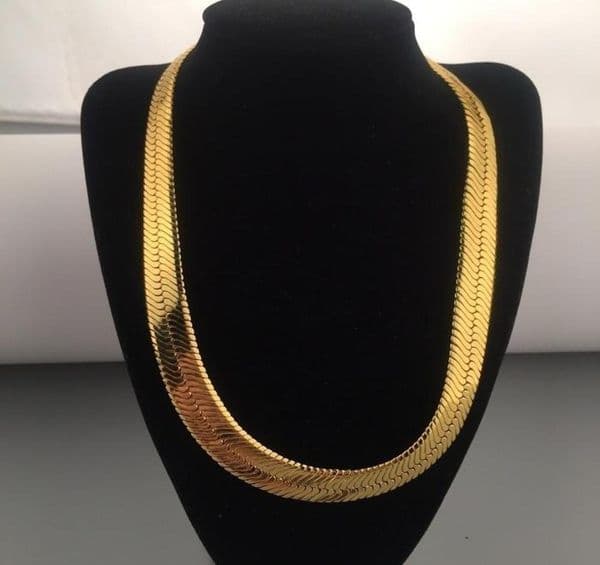Chains Solid 18K Yellow Gold Filled 10mm Flat Herringbone Chain Necklace For Women MenChains
