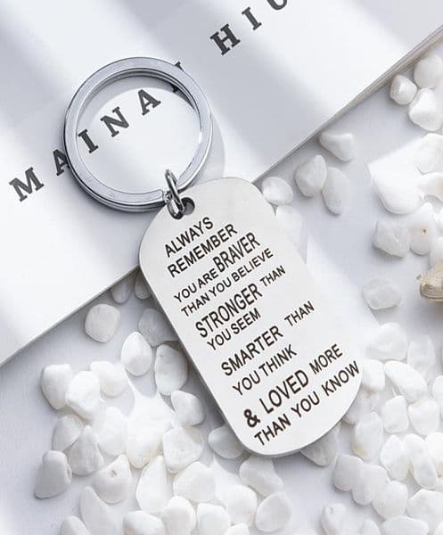 Stainless Steel Key Chain Ring You are Braver Stronger Smarter Than You Think Pendant Keychain For Family Friend Lover GiftZ 227
