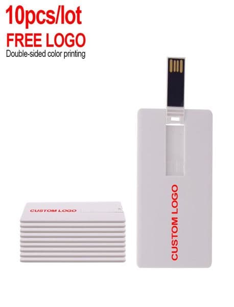 10pcslot Custom logo USB 20 Flash Drives 4GB 16GB 32GB 64GB Pendrive Business Gift Stick Credit Pen Drive