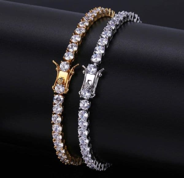 5mm 4mm 3mm Iced Out Diamond Tennis Bracelet Zirconia Triple Lock Hiphop Jewelry 1 Row Cubic Mens Bracelets