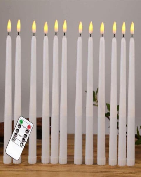 Candles 12pcs Yellow Flickering Remote LED CandlesPlastic Flameless Taper Candlesbougie For Dinner Party Decoration