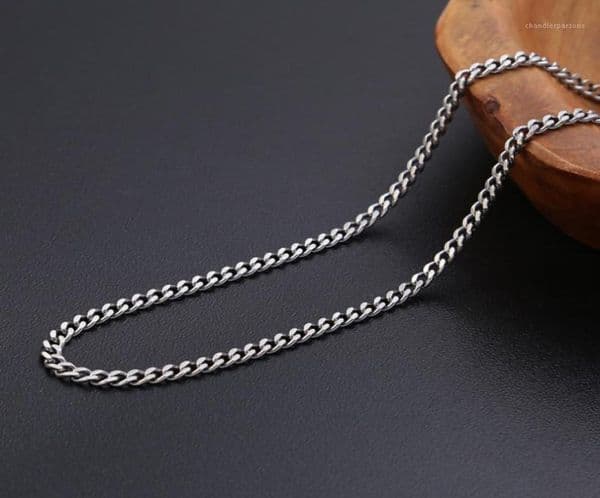 Chains Real Pure 925 Sterling Silver Necklaces For Men Personality Rough Design Vintage Chockers Link 35mm Chain Punk Jewellery G