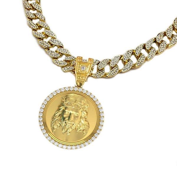 Pendant Necklaces Karopel Gold Color 18quotHipHop Chain Necklace For Men Women Big Jesus Penddant Out Miami Cuba Gift Jewelry