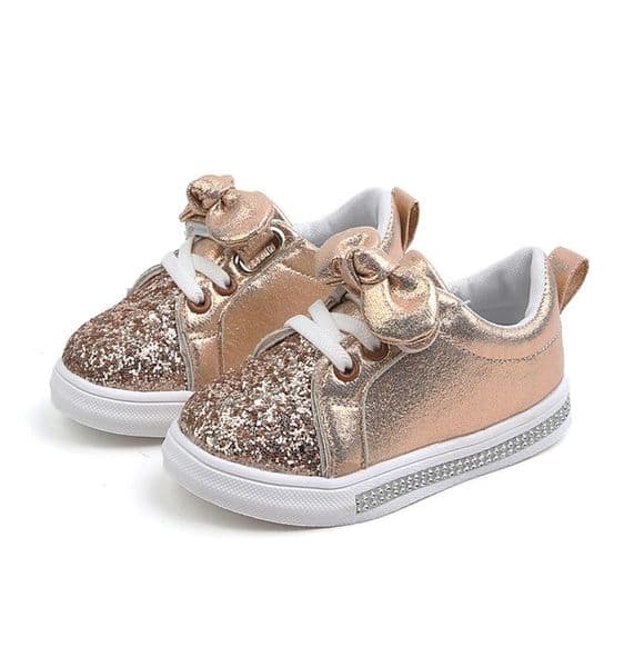 Baby Girls Shoes Toddler Baby Girls Boys Casual Shoes Sequins Bowknot Crystal Run Sport Sneakers Shoes For Girls 210312