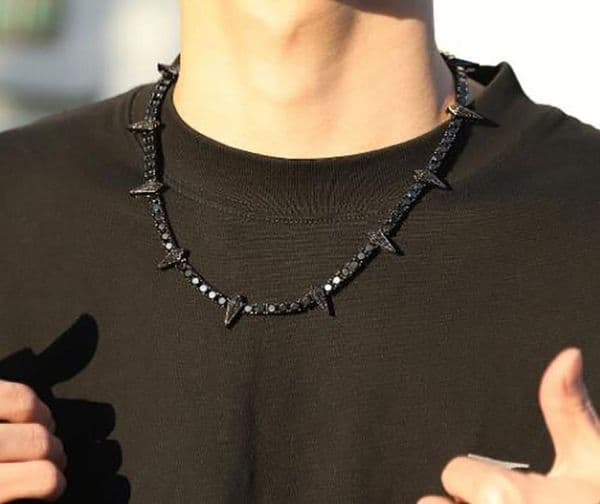 14K White Gold Black Panther Chain Necklace Real Solid Icy Glow Choker Charm Cubic Zirconia Hiphop Jewelry 18inch24inch