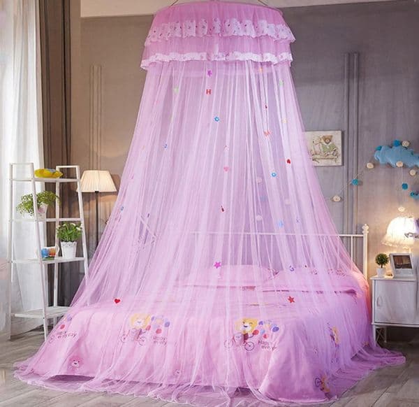 Elegant Tulle Bed Dome Bed Netting Canopy Circular Pink Round Dome Bedding Mosquito Net for Twin Queen King
