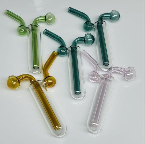 Mini Glass color Oil Burner Bong Hookah Water Pipes with ThickClear Heady Recycler Hand Bongs for Smoking