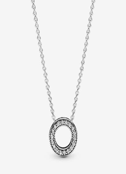 100 925 Sterling Silver Logo Pave Circle Collier Necklace Fashion Women Wedding Egagement Jewelry Accessories