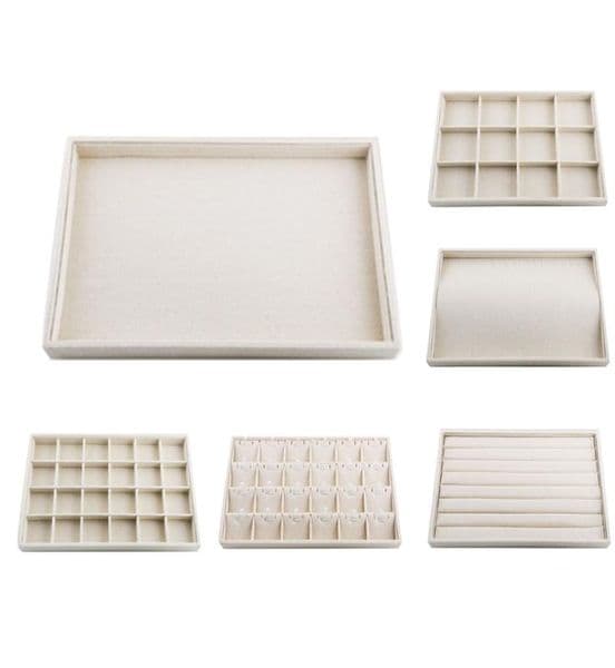 Linen Stackable Jewelry Tray Necklace Showcase Ring Display Organizer Case for Jewelry Shop Mall