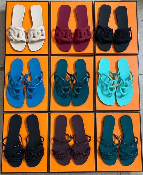 Designer Luxury Oran Sandal Women Chain Slides Summer Rubber Big Head Slides Fashion Beach Sexy Shoes Flat Slippers Top Quality With Box 322