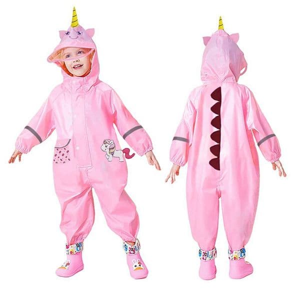 1-10 Years Old Children Raincoats Kids Boys Girls Waterproof Jumpsuit Hooded Cartoon Dinosaur Baby Rainwear And Pants