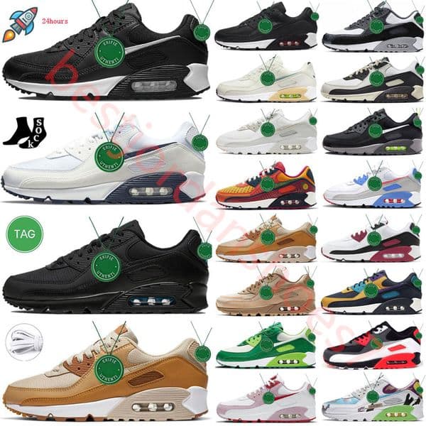 Designer running shoes 90 Black Reflective Triple White Men Women Phantom Shimmer Mint Green Sneakers Trainers Sports