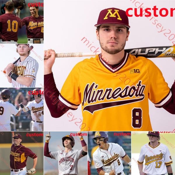 Boston Merila Minnesota Golden Gophers Baseball Jersey Sam Hunt Richie Holetz Tucker Novotny George Klassen Ben Shepard Connor Wietgrefe Minnesota Golden Jerseys