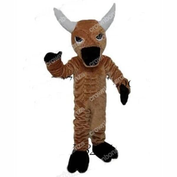 Super Cute Brown Bull Mascot Costumes Halloween Cartoon Character Outfit Suit Xmas Outdoor Party Outfit Unisex Promotional Advertising Clothings