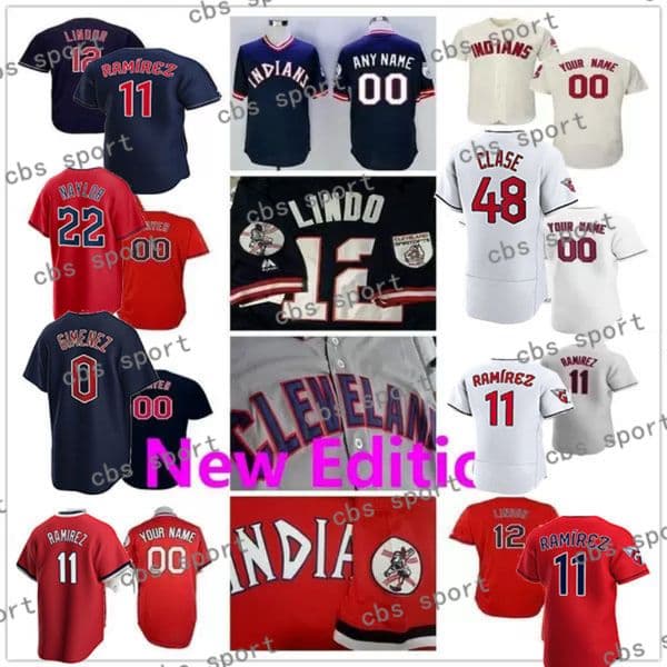 Jose Ramirez Custom Jersey 2023 Cleveland Shane Bieber Andres Gimenez Myles Straw Steven Kwan Oscar Gonzalez Josh Naylor Amed Rosario Owen Miller Zach Plesac